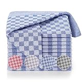 Blumtal 5er Set Premium Geschirrtücher - Hochwertige Geschirrhandtücher, 100% Baumwolle, OEKO-TEX® zertifiziert, blau kariert, 50x70cm