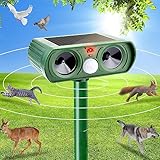 Solar Katzenschreck, Ultraschall Tiervertreiber Katzenabwehr, Wasserdicht Marderschreck mit PIR-Bewegungssensor Katzenschreck für Garten, Wirksam Gegen Katzen, Hunde, Marder, und Vögel Schädlineg