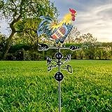 SYFUNLV Metall-Hahn Wind Vane,bunt Hahn-Wetterfahne,35×130cm Metall Windanzeige Hahn Form Dekoration für Garten Hinterhof Wind Direction Indicator und Roof Decoration