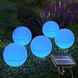 Mexllex Solarlampen für Außen Garten 5 Stück, 16 Colors Solarkugel für außen,Solar Gartenleuchte Solar Kugelleuchte mit 3 Modi,Wasserdicht Gartenstecker Solarleuchten-10cm