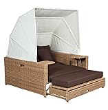 Domus Ventures Liegeinsel Beach Lounge Mixed Beige Halbrundgeflecht