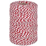Vivifying 200m Rot und Weiß Bindfäden, Ideal zum Backen, Fleisch anrichten, Handarbeiten, Geschenke Verpacken an Weihnachten