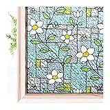 Fensterfolie Buntglasfenster Datenschutz Filmfarbe Blume Muster Privatsphäre Fenster Aufkleber Dekorative Anti BÜFFEL Vinyl Glasfilm Nonkleber for Home Office Kinderstudie Tagungsraum Fensterfolien (