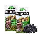 BIOGRILL Grill Holzkohle 2,5 kg aus Buche/Eiche/Esche – BBQ Kohle für Holzkohlegrill, Steakhouse – Premium Qualität, Hartholz Grillkohle für Perfektes Grill, Extra Lange Glut, Charcoal (5 kg)