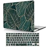 Hülle Kompatibel mit MacBook Air 13 mit Touch ID 2020 2019 2018 (Modell: A2337 M1 A2179 A1932), Plastik Hartschale Schutzhülle Case mit Tastaturschutz für Mac Air 13 Retina - Grünes Blatt