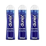 Durex Play Feel Gleitgel – Sanftes, pH-freundliches Gleitgel für ein geschmeidiges Liebesspiel (3x 50 ml)