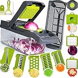 Gemüseschneider Mandoline 15 in 1,Gemüsehobel schneider,Würfelschneider,Multifunktions Vegetable Chopper Dicer mit 7 Gemüsehobel für Schneiden, Schneiden von Gemüse und Gittern