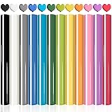 Souarts Plotterfolie Textil Vinyl Regenbogen, 3D Schaumstoff Flockfolie für Plotter Textil Vinylfolie Transferpapier zum Aufbügeln Plotter für DIY T-Shirt Handwerk Leder 12PCS