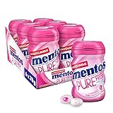 Mentos Kaugummi Pure Fresh Bubble Cool, 6 Boxen zuckerfreie Chewing Gum Dragees mit Frucht-Geschmack & flüssiger Füllung, Multipack (6 x 70g)