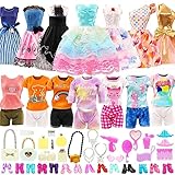 Miunana 50 Puppenkleidung = 8 Kleider 5 Tops 5 Hosen 10 Paar Schuhe 22 Zubehör Kleidung für 11,5 Zoll Mädchen Puppen