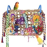 KGMCARE Vogelsuchspielzeug für die Wand, essbares Seegras, gewebte Klettermatte mit Buntem Kauspielzeug für Unzertrennliche, Finken, Sittiche, Wellensittiche, Sittiche, Nymphensittiche (Seegrasmatte)