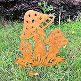 Pilz Gartendeko Rost, Gartenstecker Rost Pilz Deko Garten, Herbstdeko Gartenstecker Metall Wetterfest, Rostdeko Gartendeko,Rostige Herbst Dekoration für Innen Außen Garten Terrasse Blumentopf