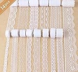 ABSOFINE Spitzenband, 42M Weiss Beige Vintage Set Gesamt 14 Rolls Zum Nähen für Hochzeit Tischdeko Basteln Geschenkband