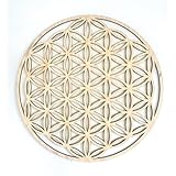 Pet-Jos Blume des Lebens 40 cm Wanddeko Naturholz Baum Wanddekoration FLowe of Life Wooden Wall Decoration Wall Art Geometrische Ornamente Minimalistische Wandkunst Hängende Dekoration