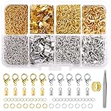 Kettenverschluss, 300 Stück Armband Verschluss Set, Biegeringe, Ketten Verschlüsse, Schmuckverschluss, Karabinerverschluss für Schmuckherstellung (Gold+Silver)