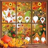 8 Erntedankfest Fensteraufkleber - Herbst Fensterbilder Herbst Blätter Fensteraufkleber Thanksgiving Fenster Dekorationen Fensterbilder Herbst Selbstklebend Thanksgiving Dekor (C)