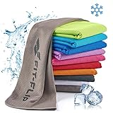 Fit-Flip Kühlendes Handtuch - als Cooling Towel und mikrofaser Kühltuch - kühlendes Sporthandtuch - Airflip Towel für Fitness und Sport - Ice Towel Kühlhandtuch (grau, 100x30cm)