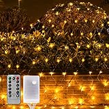 Vegena Lichternetz LED Netz 3x3m, Lichterkette Netz mit Timer Fernbedienung 8 Modi 320 LEDs Lichterketten Netz Lichternetz Außen Innen für Geburstag Party Hochzeit Weihnachten Dekoration, Warmweiß