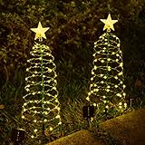 KLYNGTSK Weihnachtsbeleuchtung Weihnachtsdeko Outdoor Weihnachtsbaum Beleuchtung Wetterfest Lichterkette Aussen Solar Solarlichterkette LED Draußen Tannenbaum Winter deko Christmas Lights Warmweiß