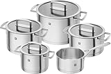 ZWILLING Vitality Kochtopf-Set, 5-teilig, 4 Deckel, Induktionsgeeignet, Edelstahl, Silber