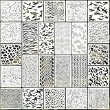 OOTSR 24 Stück Schablonen Set, Zeichnung Malschablonen Wiederverwendbar Schablonen Kunststoff Schablone für Holz DIY Scrapbooking Deko