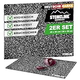 Stoneline Glas Schneidebrett, Schneidbretter Set 2-teilig, Stoneline Optik, hitzebeständig, Schneidbrett für Fleisch, Fisch, Obst, Gemüse
