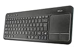 Trust Veza Kabellose Tastatur mit XL Touchpad, Deutsches QWERTZ Layout, Leicht und Schlank, Mikro-USB-Empfänger, 10 m Funkbereich, Funktastatur für Smart TV, PC, Laptop, Console - Schwarz