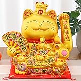 Arrvweer Winkekatze Lucky CAT,Chinesische Glücks Katze,Glückskatze Glücksbringer,Handwerk,beweglicher Arm Fortune Dekoration,batteriebetrieben