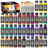 ARTFLY Acrylfarben Set, 36 Farben (2oz/60ml), 12 Pinseln, ungiftig, Acryl Farben wasserfest Reiche Pigmente für Künstler, Student, Erwachsene auf Steine, Leinwand, Holz, Ton, Keramik, Kunsthandwerk