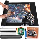 ZOYIDOUX Puzzlematte 3000 2000 1500 1000 Teile kit,Puzzle Matte roll,Riesenfilzmatte zur Aufbewahrung von Puzzles,Puzzlematte bis 3000 Teile mit exquisiten Verpackungskästen(Schwarz)