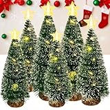 LED Mini Weihnachtsbaum,6 Stück künstlicher Weihnachtsbaum mit Beleuchtung,Tisch-Weihnachtsbaum mit Lichtern,Kleiner Tannenbaum für Ihr Zuhause Oder Büro Dekor Lampe Weihnachten-Dekoration