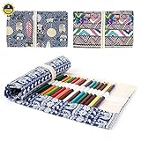 3 Stück Leinwand Stifterolle 36 Stifte Federmäppchen Buntstifte Tasche Bleistift Wrap Organizer Tragbar Stifterolle Mäppchen Bleistifthalter für Künstler Schule Büro