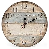 LOHAS Home 12 Zoll/30CM Holz Wanduhr/Küchenuhr im Landhausstil Stille Nicht-tickende für die Küche,Home Office, Wohnzimmer und Schlafzimmer (Victor Hugo)