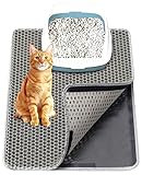 Plazzid® Katzenklo Matte 60 x 45 cm Grau mit Klettverschluss Wasserdichte Katzenstreu Matte Katzenmatte Katzenklo Katzentoilette Matte vorleger Unterlage Katzenklo Cat litter Mat