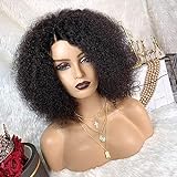 TOOCCI Afro Kinky Curly Wig Brasilianisches Reines Haar Glueless 4'x4' Lace Front Wigs for Black Woman Yaki Lockiges Echthaar Perücke 180% Dichte Schwarze Perücke (14 inch)
