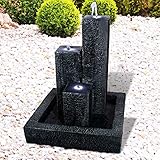 Gartenbrunnen Brunnen Zierbrunnen Zimmerbrunnen Springbrunnen Brunnen mit LED-Licht TRIO-BASALT-230V Wasserfall Wasserspiel für Garten, Terasse, Balkon