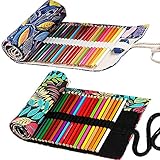 Leinwand Pencil Wrap, Ouceanwin 2 Stücke 36 Slots Bleistift Wrap, Leinwand Stifterolle Tragbar Tasche Federmäppchen Schlamperrolle Stiftehalter Mäppchen Bleistiftkasten für Künstler Reisen Schule