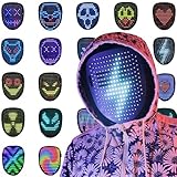 Depointer Life LED Maske mit Gestensensor, LED beleuchtete Gesicht Transforming Maske für Kostüm Cosplay Party Maskerade leuchtende Maske für Halloween