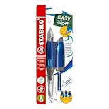 STABILO - Ergonomischer Schulfüller für Rechtshänder mit Anfänger-Feder A - EASYbirdy in mitternachtsblau/azur - Einzelstift - inklusive Patrone und Einstellwerkzeug - Schreibfarbe blau (löschbar)