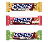 Snickers Schokoriegel 40g - Berry Whip (Erdbeere), Butterscotch (Erdnuss-Karamell), Kesar Pista (Safran, Mandel, Pistazie) - 3er Pack ArBo-Living Quality