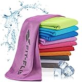 Fit-Flip Kühlendes Handtuch - als Cooling Towel und mikrofaser Kühltuch - kühlendes Sporthandtuch - Airflip Towel für Fitness und Sport - Ice Towel Kühlhandtuch (Violet, 100x30cm)