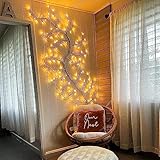 NEWNEN Zweige Lichter Wand Deko Wohnzimmer: 144LEDs Lichterketten Warmweiß Lichterbaum mit Netzstrom Betriebene Künstliche Lichterzweige für Innen Wanddeko Aesthetic Room Décor - Braun