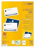 SIGEL LP850 Visitenkarten 3C, 100 Stück (10 Blatt), beidseitig bedruckbar, hochweiß, glatter Schnitt rundum, 225 g, 85x55 mm