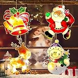 YeahBoom 4er Set LED Saugnapf Weihnachten Lichter,Doppelseitige Farbe LED Weihnachtsbeleuchtung,LED Fensterlicht Saugnapf,Kantenabdichtung,Timer,Batteriebetriebene(ohne Batterie),für Weihnachtsdeko