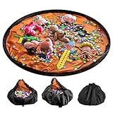 LandJoy Kinder Aufräumsack,Baby Spielzeug Aufbewahrung Spielmatte mit Tragegriff Spieldecke Speicher Tasche Kinderspielzeug-Aufbewahrungsbeutel（150cm Orange）