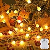 Gcstnn Lichterkette Batterie Außen 6M 40 LED Warmweiß Globe Lichterketten mit 6h Timer, IP65 Wasserdicht Kugeln Lichterkette für Schlafzimmer,Balkon, Kinderzimmer, Weihnachts baum Deko