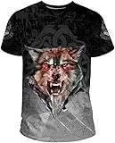 Mittelalterliche Neuheit Harajuku Fenrir Wolf Thors Hammer Hoodie Nordische Mythologie 3D-Ganzkörper-gedrucktes Runen-Tattoo Mode Streetwear Unisex Langarm-Sweatshirt Mit Känguru-Tasche ( Color : T-sh