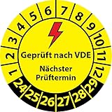 Prüfplakette Geprüft nach VDE Nächster Prüftermin, Vinylfolie, Elektro Prüfaufkleber, Prüfetikett, Plakette VDE-Prüfung (30 mm Ø, 100)