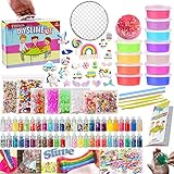 DIY Slime kit Schleim Selber Machen mit 12 Farben Crystal Slime, Glitter, Charms, Fruit Slices, Kunsthandwerk für Kinder 6-12 Jahren mädchen Geschenk