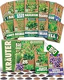 ZenGreens® - Bio Kräutersamen im 25er Set - 25 Kräuter Samen für den einfachen Anbau im Garten, Balkon oder Hochbeet - Pflanzensamen - Saatgut